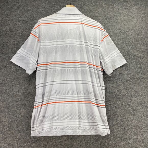 Ben Hogan Polo Shirt Men XL Gray Striped Collared Button Up Short Sleeve Regular - Picture 2 of 6